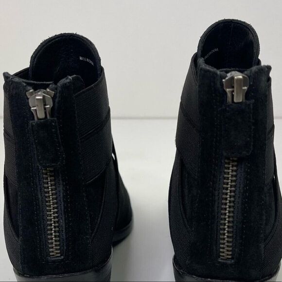 Eileen Fisher Boots Sz 6.5 Suede Black Willis Elastic Cross Straps Ankle Bootie - Picture 9 of 11